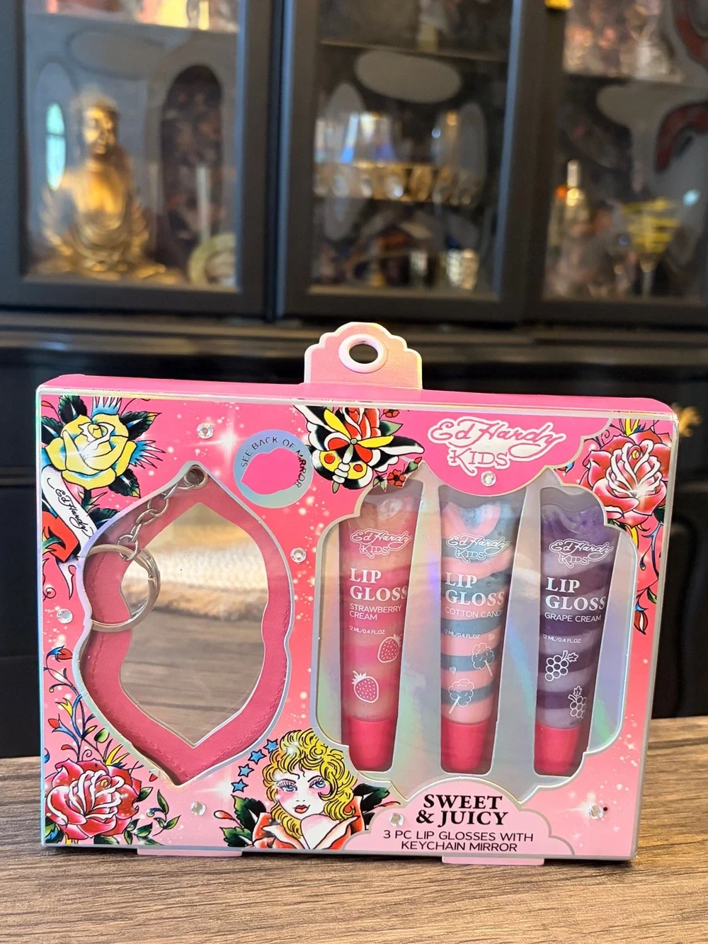 Ed Hardy Sweet & Juicy Lip Gloss Trio with Keychain Mirror